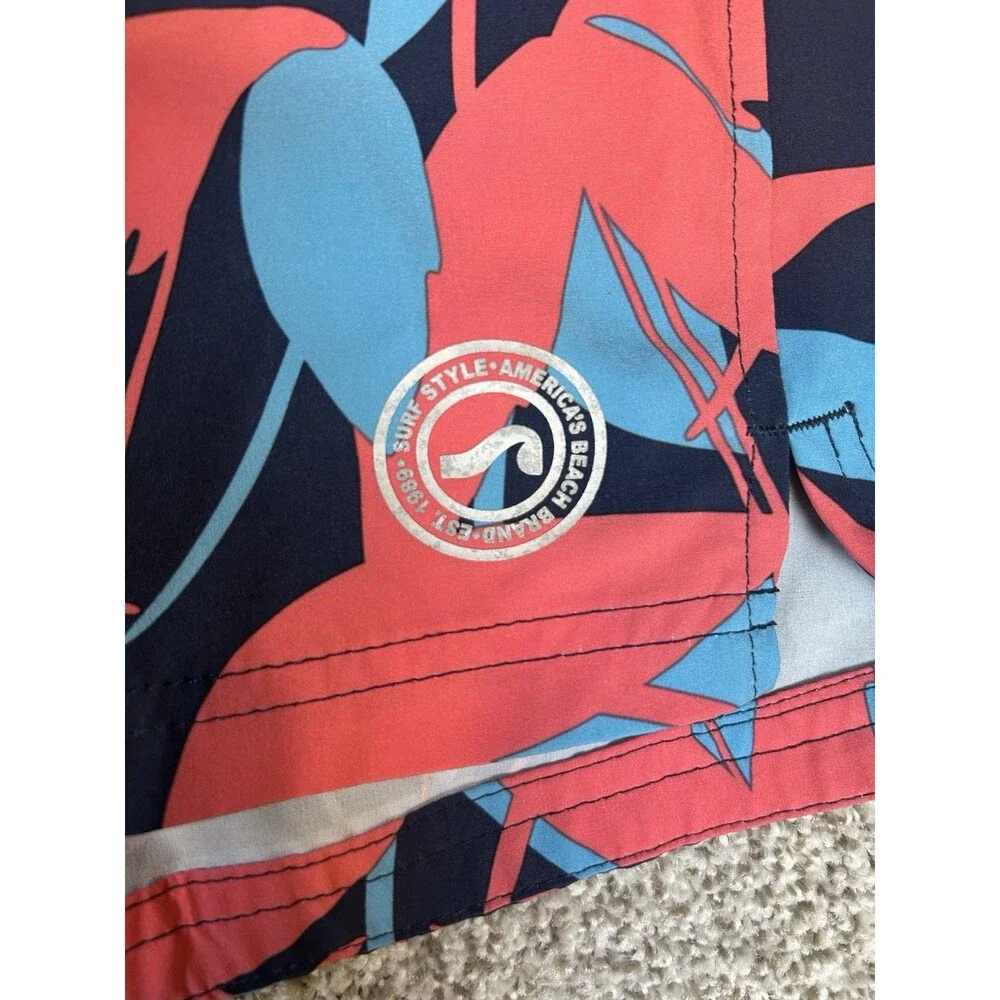 Vintage Surf Style 90's‎ Hawaiian Floral Beach Board Shorts Drawstring Retro 34